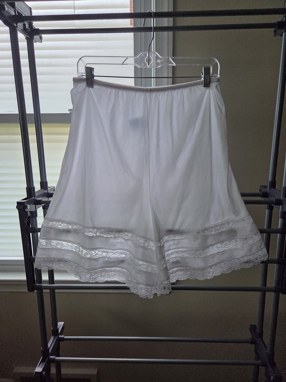 Lace-Trim White Half Slip Shorts for Women